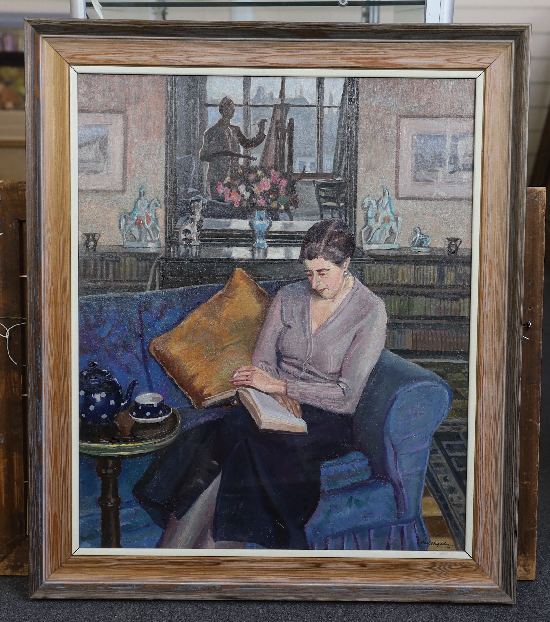 Karl Hagedorn, R.B.A., R.S.M.A. (English, 1889-1969), Interior, oil on canvas, 75 x 62cm